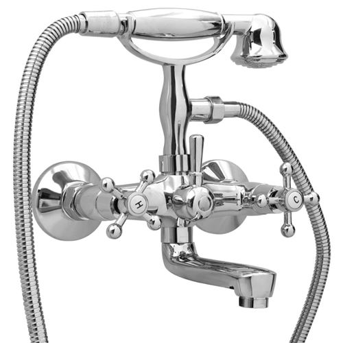 Vidaxl Badkraan Tweeknops En Handdouche Chroom146491 - Image 2