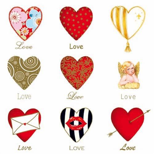 Serviettes de table en papier - Paquet de 20 serviettes - Love