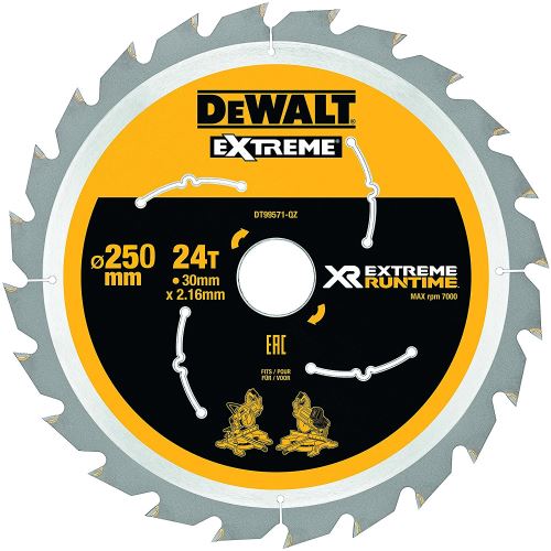 Dewalt Lames De Scie à Onglet Ø 250 Mm Alésage 30 Mm 24 Dents Xr Extreme Runtime