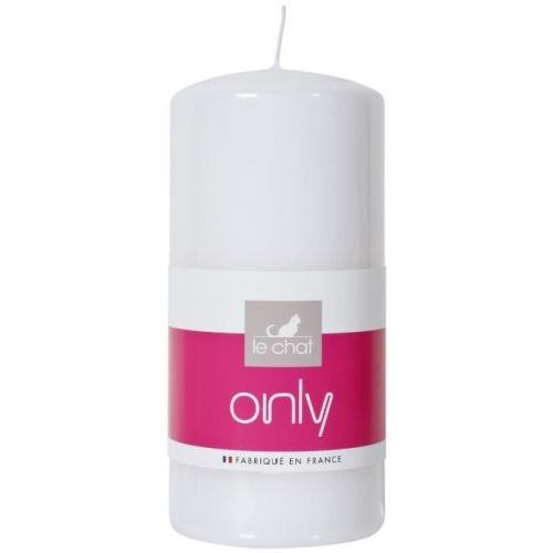 LE CHAT Bougie cylindrique - Ø 6,8 x H 14,5 cm - Blanc