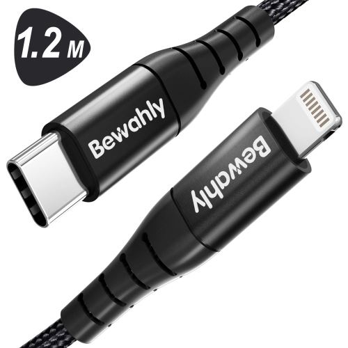 Bewahly Câble USB C vers Lightning 1,2M [MFi Certifié Apple] Nylon Tressé Cable Type C vers Lightning Power Delivery Charge Rapid