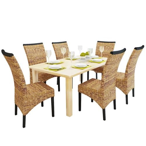 vidaXL Eetkamerstoelen 6 st abaca en massief mangohout