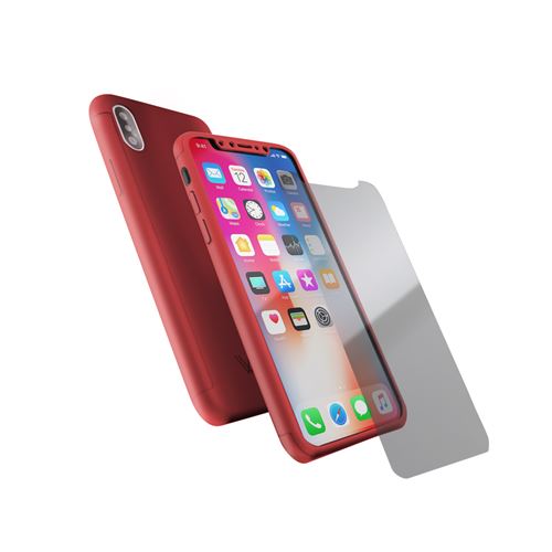 Wave Concept - Coque 360 En Rubber Pour Iphone X Rouge