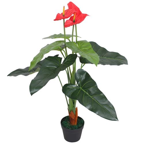 Vidaxl - Plante artificielle avec pot Anthurium 90 cm Rouge et Jaune Red