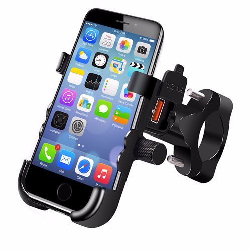 En alliage d'aluminium QC3.0 charge rapide style guidon porte-téléphone de voiture multi-fonctions @Uiao