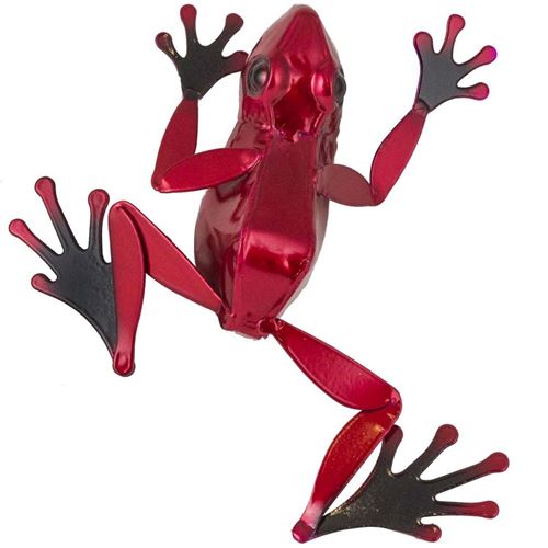 Fountasia - Grenouille décorative en métal coloré 19 cm Rouge