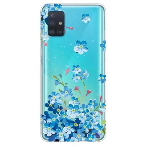 Coque en TPU impression de motifs IMD souple fleurs bleues pour votre Samsung Galaxy A51