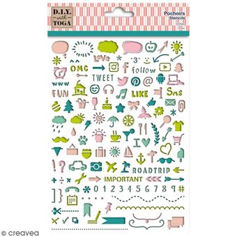 Pochoir Toga pour Bullet Journal - Icônes - 15 x 21 cm