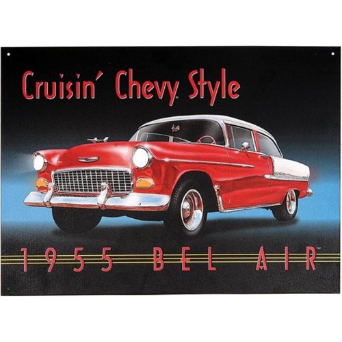 plaque chevrolet bel air 55 rouge cruisin chevy tole deco us