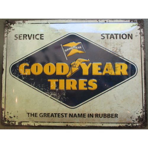 plaque good year tires service station tole bombée 40cm pub garage