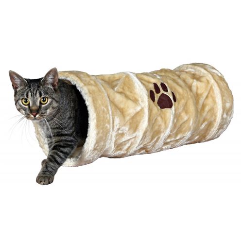 Tunnel de jeu, peluche beige &oslash; 22 &times; 60 cm - Chat