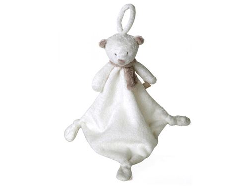 Dimpel - Attache tétine doudou ours Noann - blanc