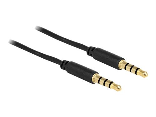 Delock Noir - Câble Pour Casque Micro - Mini Jack 4 Pôles Mâle Pour Mini Jack 4 Pôles Mâle - 3 M - Blindé