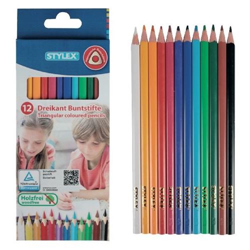 Crayons de couleur Stylex Triangular Long 12pieces