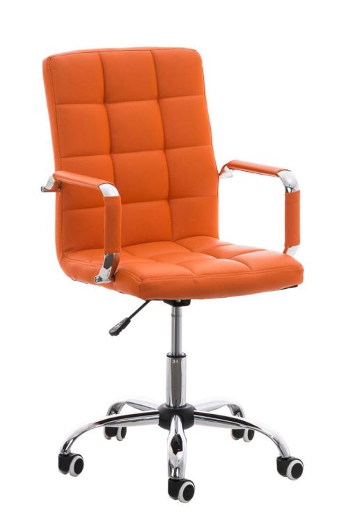 Chaise de Bureau Deli V2 en similicuir avec Piètement en Métal chromé- Couleur Orange