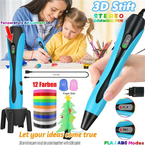 Imprimante 3D GENERIQUE Stylo De Dessin D'impression 3D, Crayon  Electronique Peinture Stéréographique ,Charge USB 5M Filament PLA Φ1,75 mm  Enfant 7-14 Ans Jaune