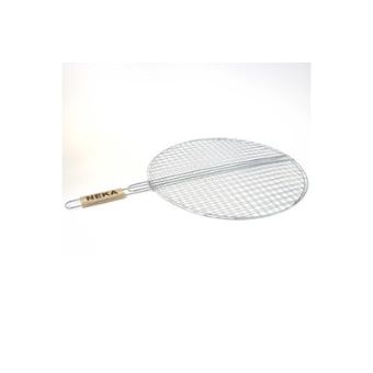 Grille Ronde Pour Barbecue - Diamètre 50 Cm En Acier Chromé Avec Manche En Bois - Pour Cuisson Uniforme Et Facile à Nettoyer - 9