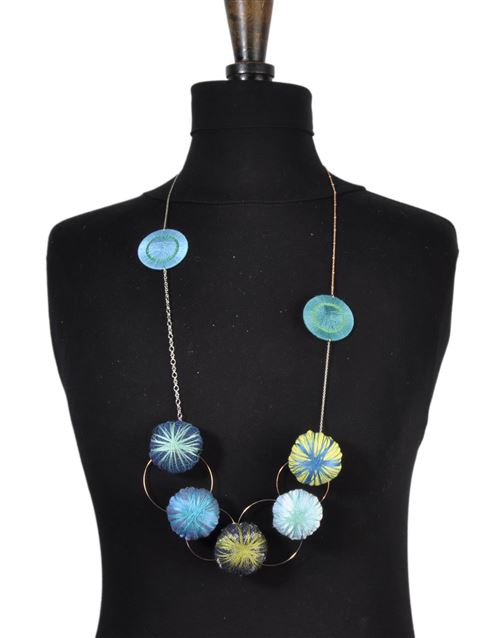 Collier long holly coussin tons bleus - piti