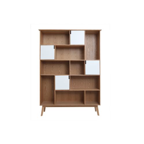 Miliboo Bibliothèque design finition bois chêne et blanc L150 cm INGRID