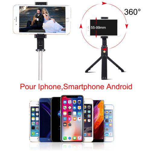 360 ° Extensible Selfie Stick Monopode Compatible pour iPhone,Samsung,3.5-6.8Android Smartphones PEYOU Perche Selfie Trépied,Rechargeable Selfie Stick avec Bluetooth Télécommande 