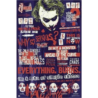 Poster Batman The Dark Knight Joker Citations 91 5 Cm X 61 Cm Poster Affiche Enroule Top Prix Fnac