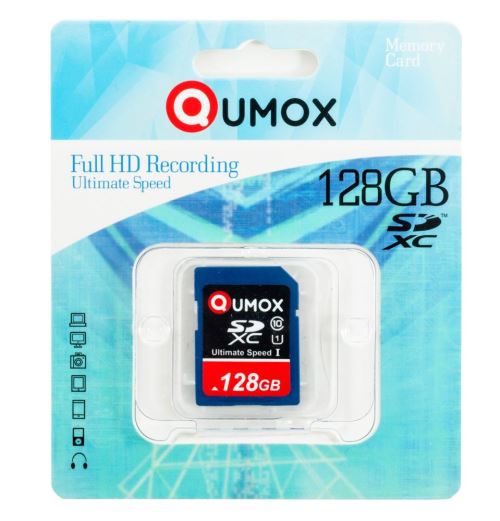 Carte Mémoire SD Qumox 128Go SDXC Classe 10 UHS-I 80MB/s pour appreil photo R
