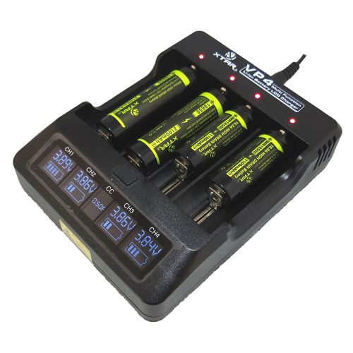 Xtar VP4 Chargeur avec écran LCD, pour 4 x 16340, Li-Ion 18650 26650