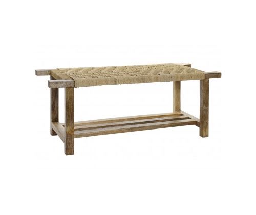 Banc Style Indien En Bois De Manguier Et Corde Achat Prix Fnac