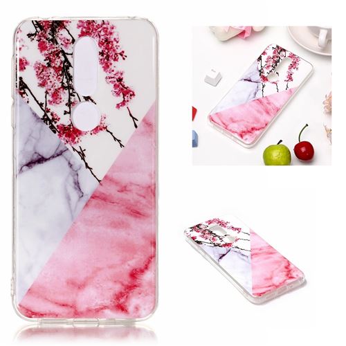 Coque en TPU motif marbré imprimé en marbre souple blanc/rose pour votre Nokia 7.1