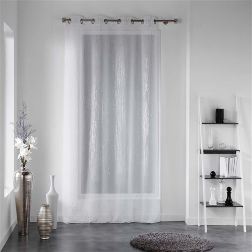 Panneau a oeillets 140 x 240 cm voile sable applique filiane Blanc Douceur d'Intérieur