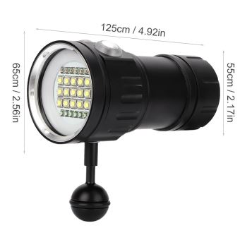 Torche De Plongée LED 18000 LM - étanche IPX8 (100 M), Recharge USB, Lumière Blanche/rouge/bleue