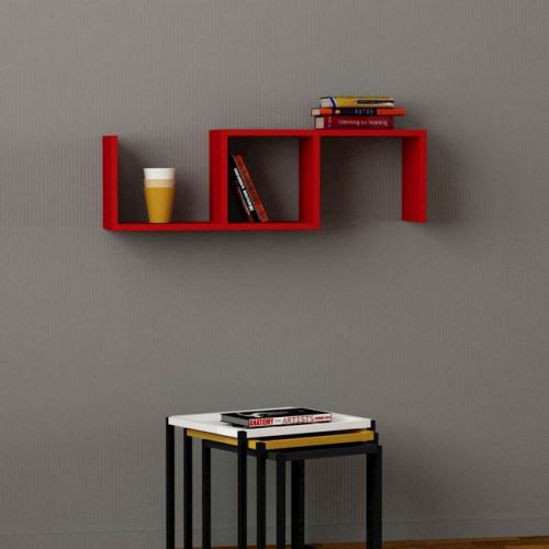 HOMEMANIA Étagère Dibi - Murale Flottante, pour Livres - pour Séjour, Bureau, Chambre - Rouge en Bois, 90 x 22 x 27 cm