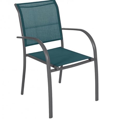 Lot de 4 fauteuils de jardin en texaline Piazza Bleu Canard / Graphite - Hespéride