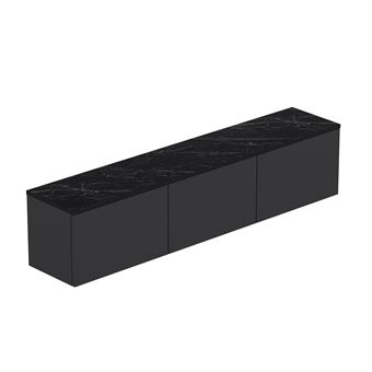 Meuble TV suspendu en bois avec éclairage LED "Neon" - 160 x 32 x 35 cm - Gris anthracite - 1