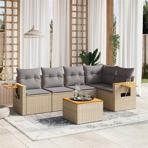Non Communiqué Beige Salon De Jardin Modulable Vidaxl Rotin 6 Pieces 62 X 62 X 69 Cm 5 Personnes