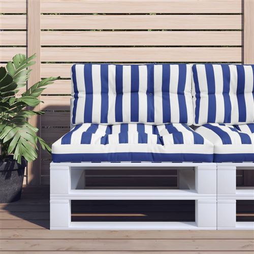 VIDAXL - Coussin de palette - 80x40x12 cm - Rayé bleu et blanc - Image 2