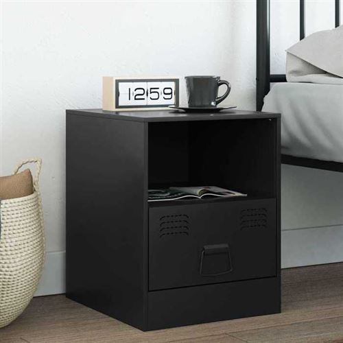 VIDAXL - Table de chevet - Acier - Noir - 34,5x39x44 cm - Image 3