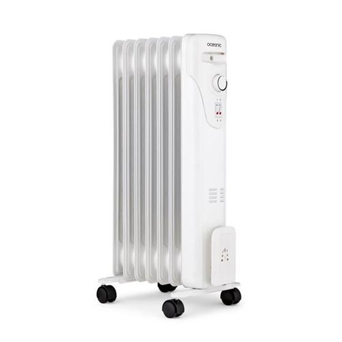 Non Communiqué Blanc Radiateur Électrique Bain D'huile 1500W - 3 Puissances - 7 Éléments - Mobile