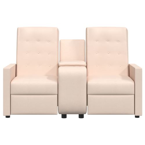 vidaXL Fauteuil inclinable avec porte-gobelet 2 places Crème Tissu