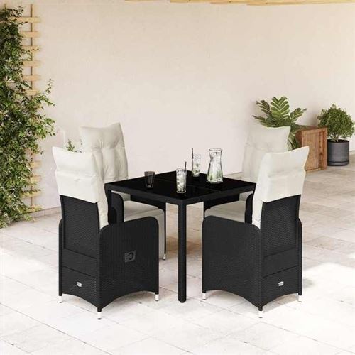 VIDAXL - Ensemble de bistro de jardin - 5 pcs - Noir - Image 2