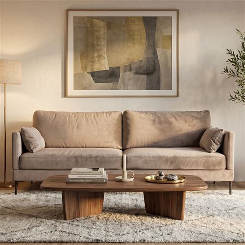 Canap&eacute; Velours droit Beige Splendido - 2 Places