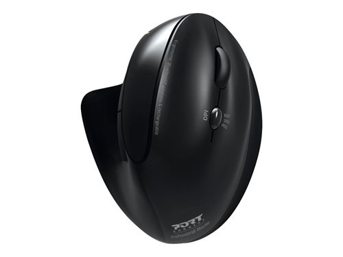 PORT Connect Professional - Souris verticale - ergonomique - pour droitiers - optique - 5 boutons - sans fil - 2.4 GHz, Bluetooth 3.0, Bluetooth 5.0 - récepteurs sans fil USB / USB-C