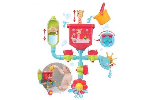 Jouet de bain ventouse : tuyaux folies sophie la girafe - circuit d'eau  cascade  activites - premier age  bebe 10 mois+