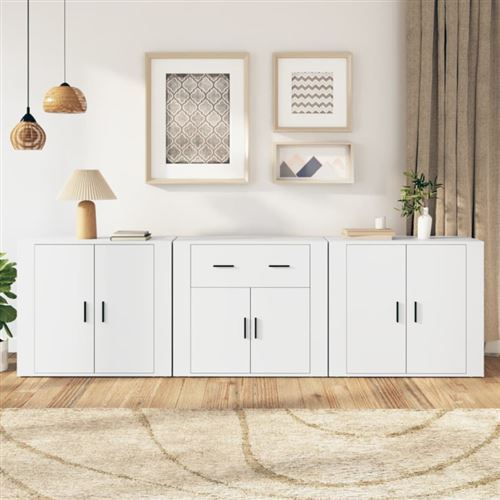 Vidaxl Blanc Buffets 3 Pcs - 80X33x70 Cm - Image 3