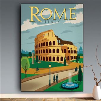 Toile Ville Rome 30x40 - Affiche Poster Décoration - Pop Art Deco ...