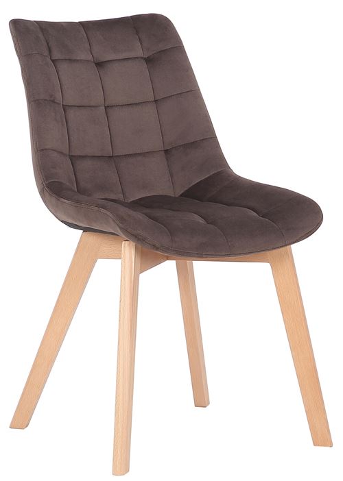 Chaise de salle à manger Passaic en velours avec pieds en Bois de hêtre , Marron