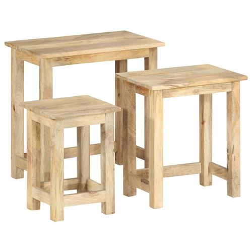 vidaXL Tables gigognes 3 pcs Bois solide de manguier