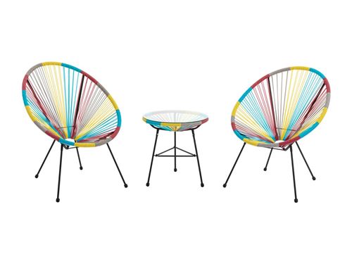 Salon de jardin en fils de résine tressés : 2 fauteuils et une table - Multicolore - ALIOS III de MYLIA