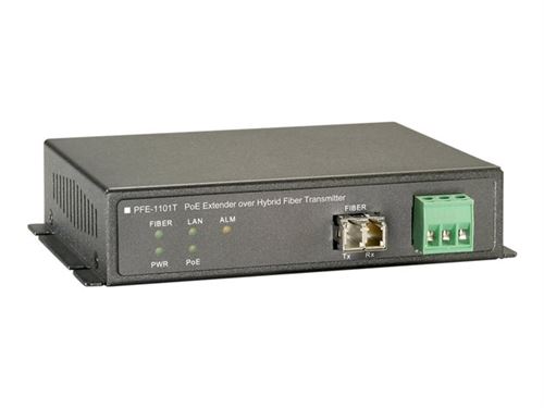 LevelOne PFE-1101T PoE Extender over Hybrid Fiber, Transmitter, 120W - Rallonge réseau - émetteur - 100Mb LAN - plus de fibre hybride - jusqu'à 2 km