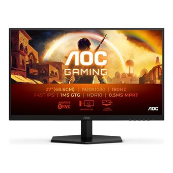 AOC Gaming 27G42E - Écran LED - jeux - 27" - 1920 x 1080 Full HD (1080p) @ 180 Hz - Fast IPS - 1000:1 - HDR10 - 0.5 ms - HDMI, DisplayPort - noir, rouge